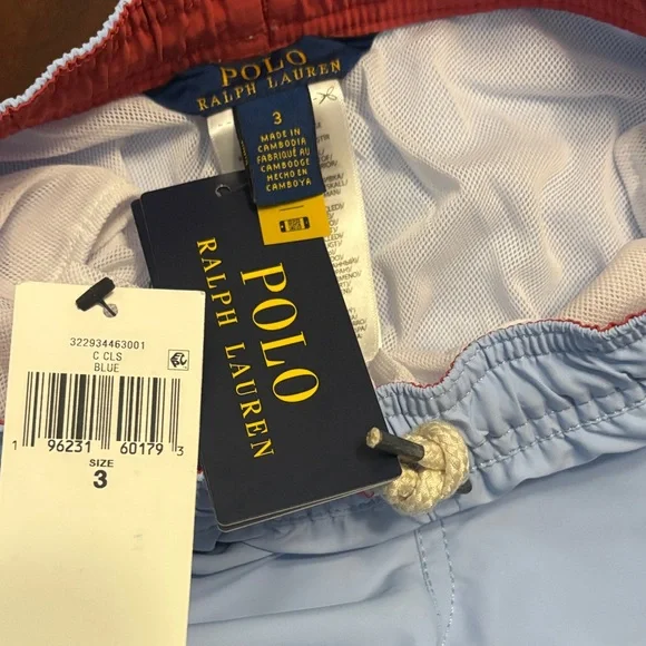 Polo by Ralph Lauren Baby Boy Sky Blue Swim Trunks with Pony NEW Size 3-6 months - Picture 3 of 7